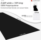 Black Carpet Runner for Party,140GSM 2.62FTx15FT Carpet Party Decorations,Black Runway Rug for Prom Felt Non-Woven Fabric,Runner for Wedding Ceremony