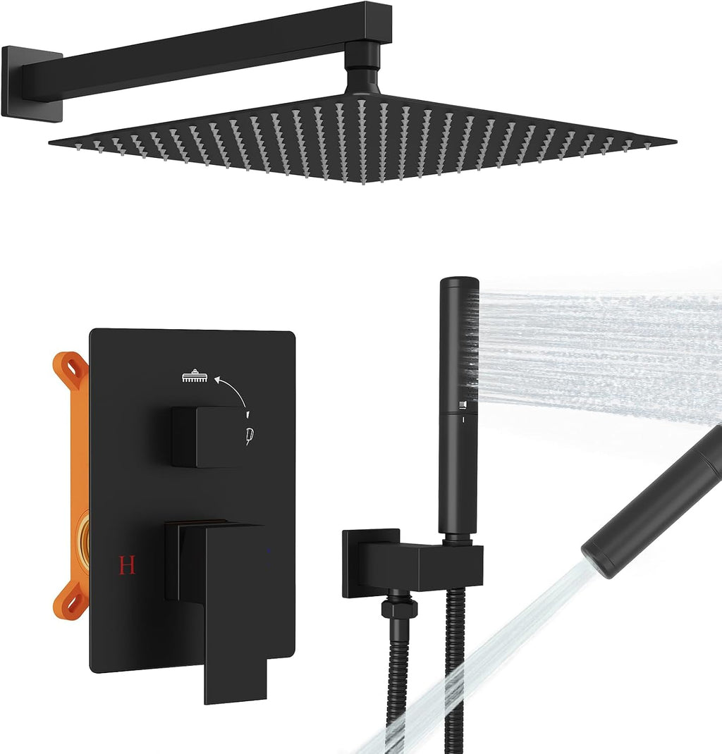 12 Inch Rainfall Shower System Rain Shower Head Combo Shower Faucet Fixture