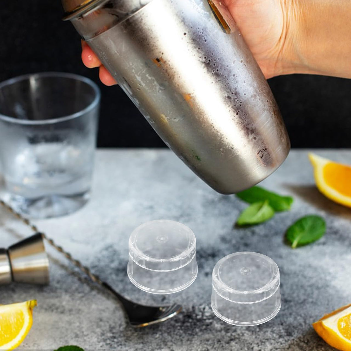 DOITOOL 10pcs Cocktail Shaker Lids - Plastic Shaker Cap Replacement, Beverage Mixing Covers Caps for Bubble Tea, Juice