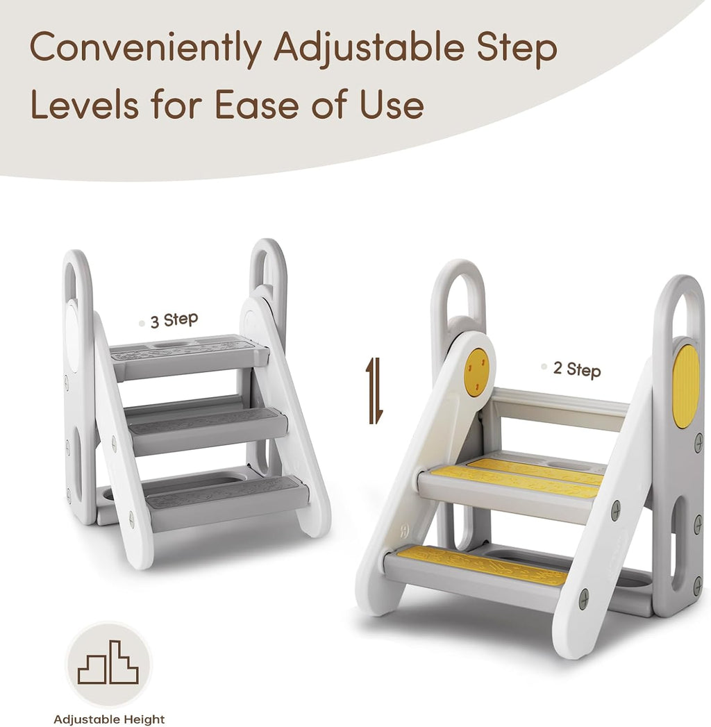 Mloong Foldable Toddler Step Stool for Bathroom Sink, Toilet Potty Training