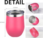 12oz/4 Pack Wine Tumbler Glasses with Lid Stemless Double Wall Vacuum Stainless Steel Travel Tumbler Keeping Cold & Hot for Wine,Coffee,Cocktails,Christmas Drinks-Family and Gifts(Multi color-10)