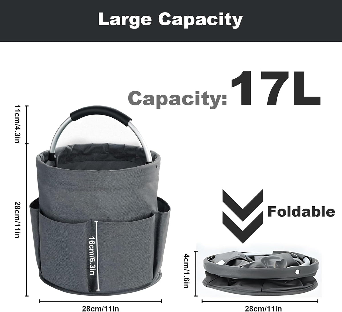 Cleaning Caddy with Handle, Cleaning Supplies Organizer Collapsible Bucket