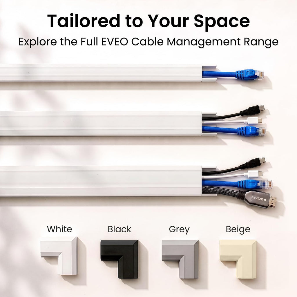 Cord Covers for Wires on Wall - 300in Cable Management Cable Hider - Cord Hiders for TV On Wall - Paintable Cable Concealer - Wire Covers for Cords - 20X (L16 x W0.95 x H0.5) - Medium | White
