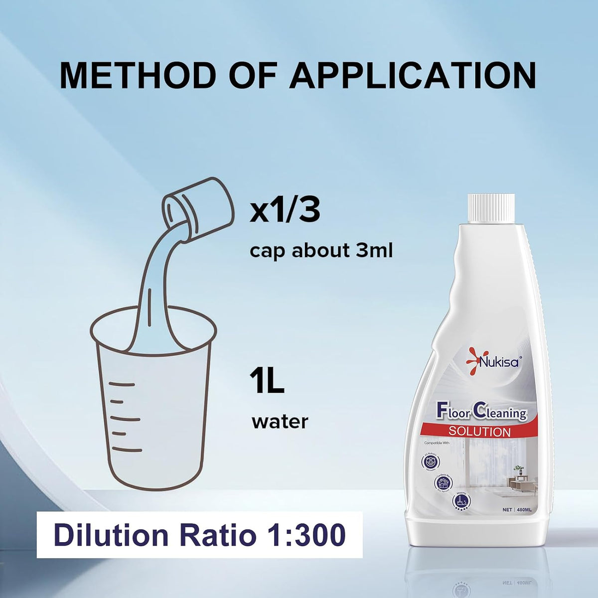 Nukisa 1L Floor Cleaning Solution Compatible With Roborock Robot Vacuum Mop