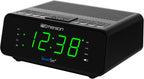 Emerson SmartSet Dual Alarm Clock Radio with AM/FM, Auto Time Setting, Sleep Timer, Snooze, 20 Presets, Easy-to-Read .9-inch Jade Green Dimmable LED Display, CKS1900