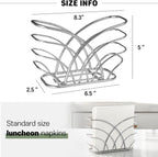 Napkin Holder for Table, Silver Iron Upright Paper Dispenser