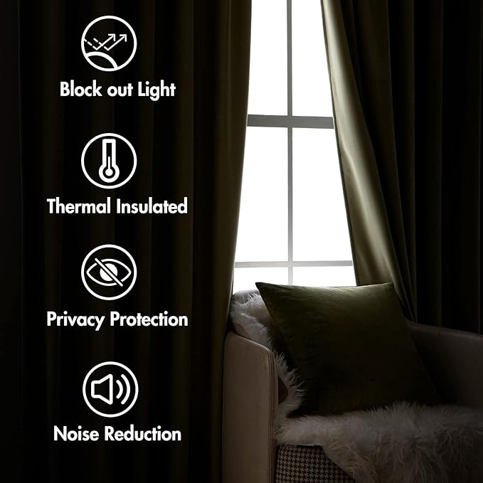 MIULEE Velvet Curtains 96 inches 2 Panels - Image 6