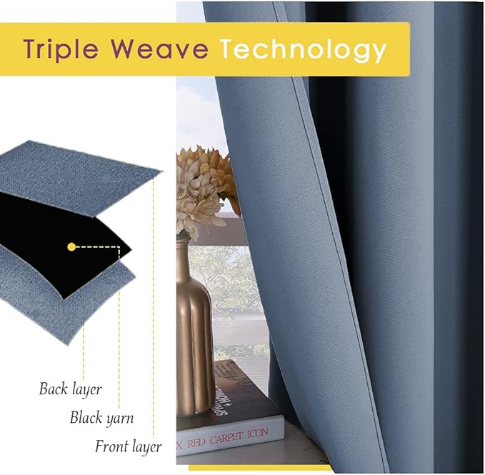 NICETOWN Blackout Draperies 60" W x 84" L Curtains - Image 4