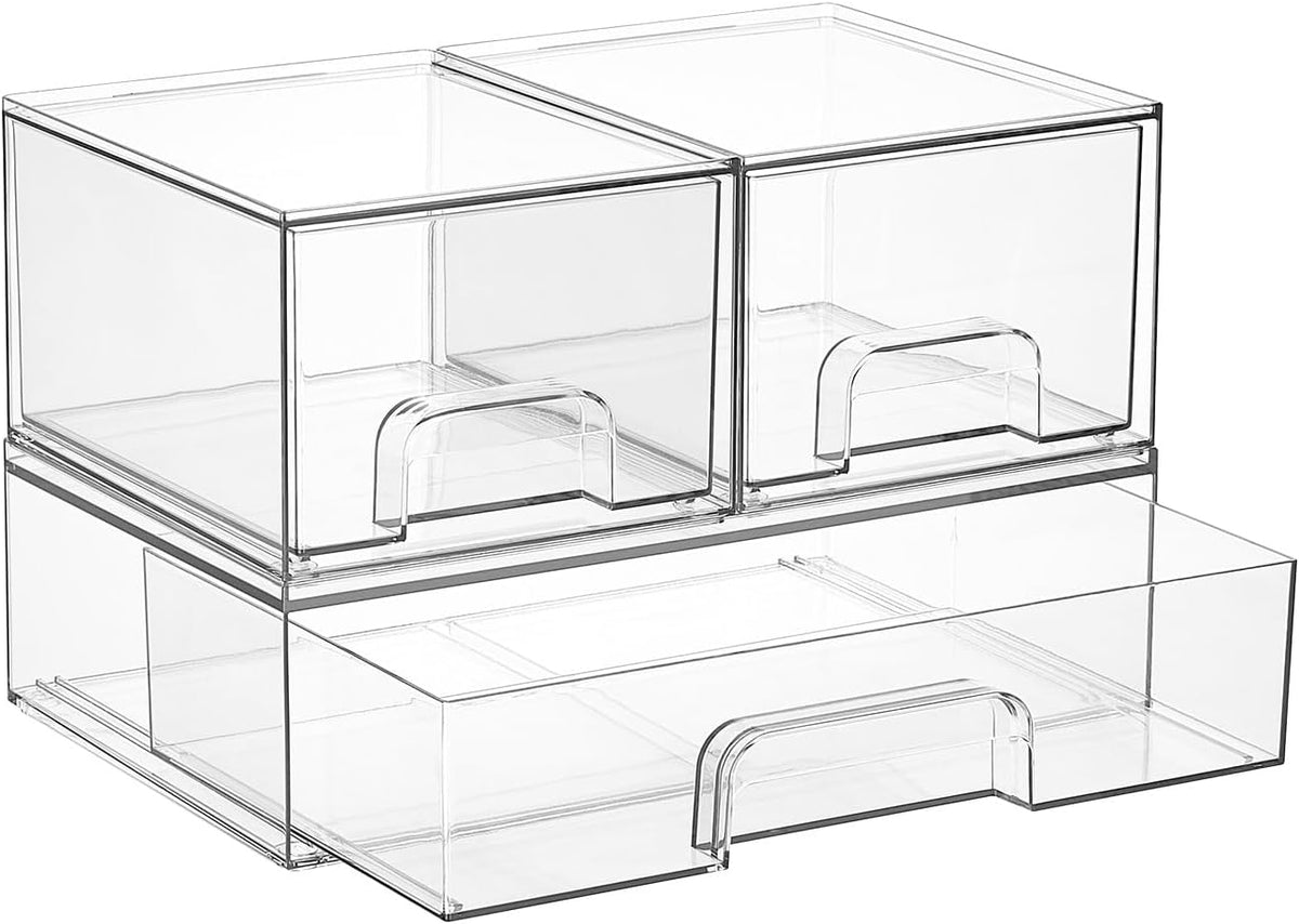 Vtopmart Clear Stackable Storage Drawers Set of 5, Plastic Organizer Bins
