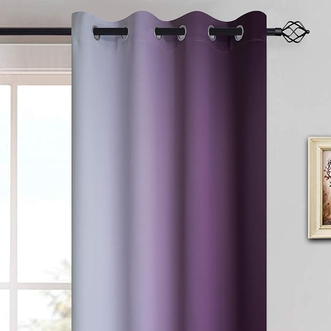 Yakamok Room Darkening Ombre Curtains 84 Inch Length, Light Blocking Grommet - Image 3