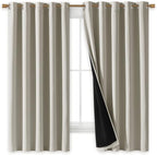 NICETOWN Natural 100% Blackout Lined Curtains, 2 Thick Layers Completely - Image 2
