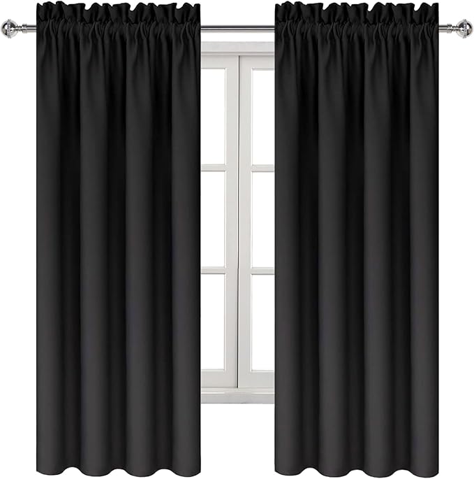 DWCN Black Room Darkening Blackout Curtains - Image 9