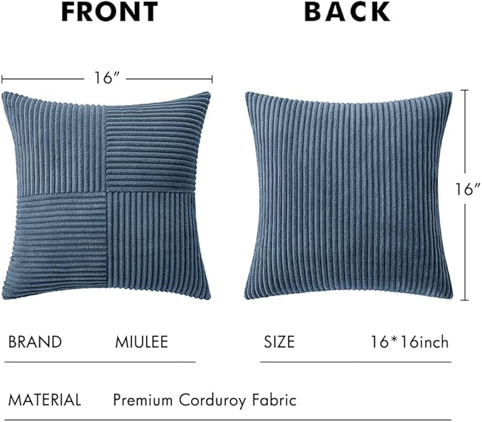 MIULEE Blue Decorative Throw Pillow Covers 16x16 Inch - Image 6