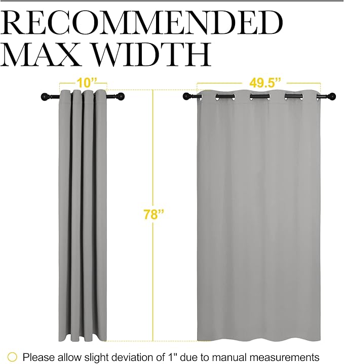 NICETOWN Silver Grey Room Darkening Curtain Panels 78" Long - Image 7