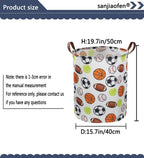 Kids Laundry Basket,Basketball Laundry Hamper Collapsible Baby Storage Baskets for Boys Room Decor,Nursery Hamper,Bedroom,Toy Organizer,(Ball) …