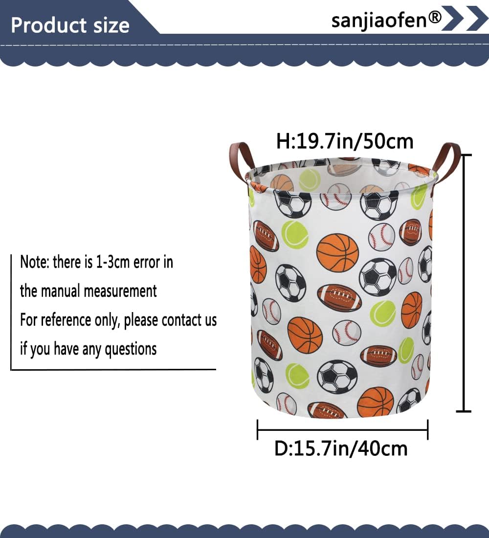Kids Laundry Basket,Basketball Laundry Hamper Collapsible Baby Storage Baskets for Boys Room Decor,Nursery Hamper,Bedroom,Toy Organizer,(Ball) …