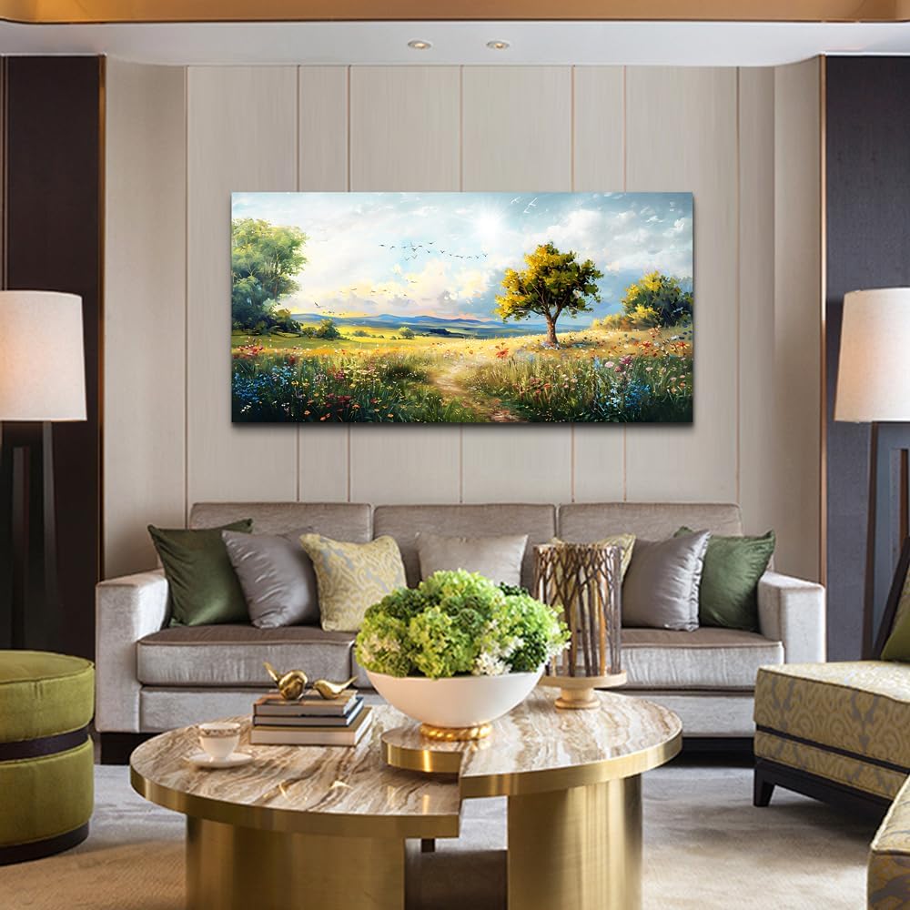 Wapluam Canvas Wall Art For Bedroom Wall Decor For Living Room Modern Office Decorations Pastoral Wall Paintings Scenery Abstract Watercolour Farmhouse Pictures Canvas Artwork Room Home Decor Mural