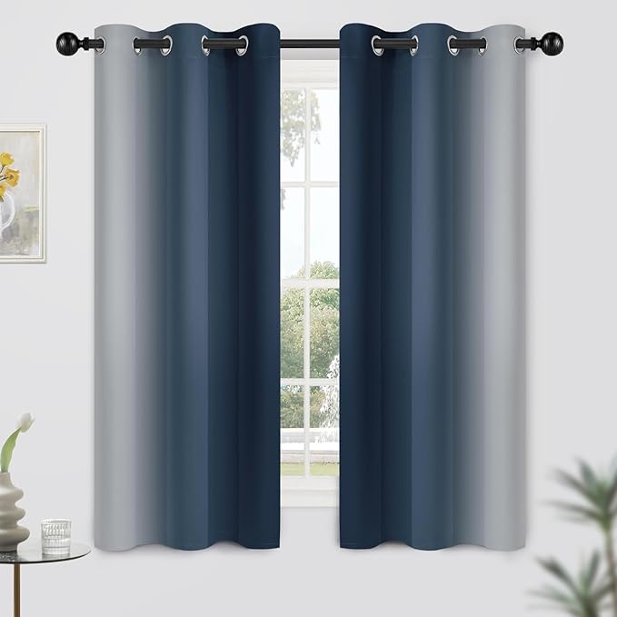 Yakamok Room Darkening Ombre Curtains 63 Inch Length, Light Blocking Grommet - Image 2