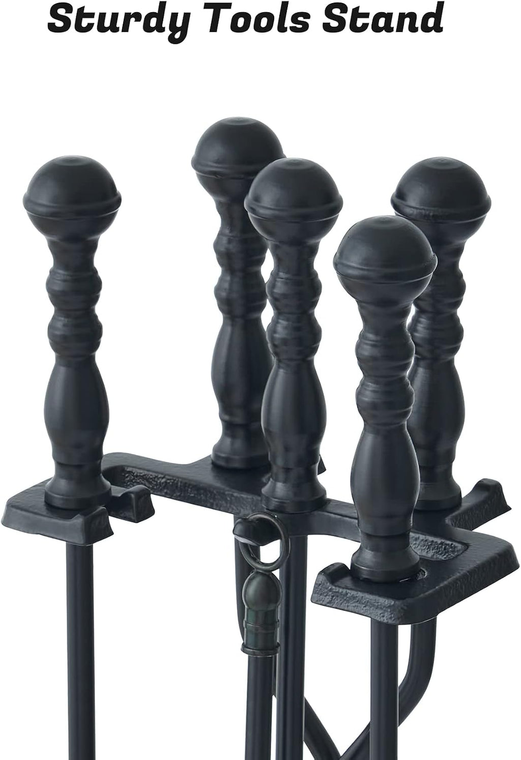 Lichamp Fireplace Tools Set, 5-Pieces Indoor Outdoor Sturdy Fire Place Poker Sets with Retro Handle, FTS25BK