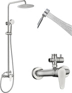 Shower Faucet -Shower System，Shower Faucets Sets Complete - Outdoor Shower Kit/Outdoor Shower Enclosure/Outdoor Shower Fixtures W/ SS304 Shower Head with Handheld High Pressure, Brushed Nickel