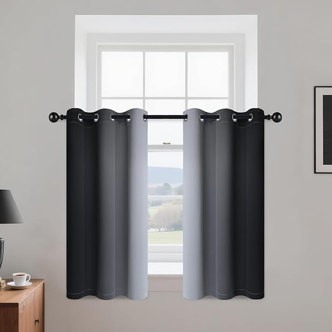 Yakamok Room Darkening Ombre Curtains 36 Inch Length, Light Blocking Grommet by Yakamok