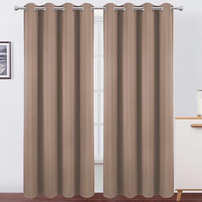 LEMOMO Blackout Curtains 52 x 120 Inch Long Cappuccino Curtains Set of 2 Panels by Lemomo