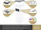 Chef's Path - Kitchen Storage Box Set - 8 Airtight Food Jars for Storing Spaghetti, Pasta, Flour, Cereals, Pet Food Preservation, BPA Free (3 quarts)