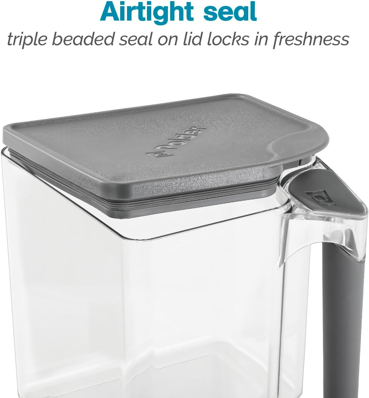 Polder Handle-It Canister, BPA-Free Plastic, Stackable Kitchen Storage Container, Air-Tight Food Storage Solution for Pantry, Counter, and Refrigerator Organization, 2.75-Quart