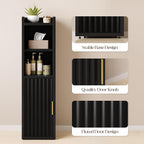 Yoobure Fluted Small Bathroom Storage Cabinet, Narrow Paper Cabinet, Black