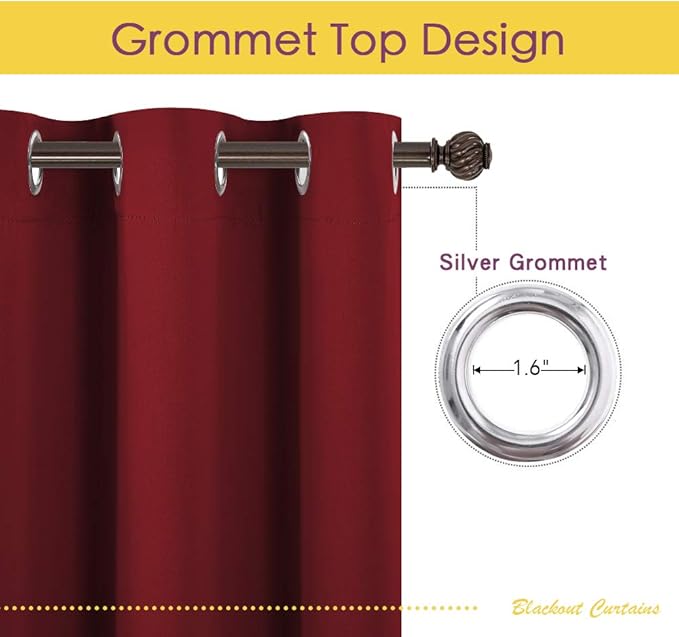 NICETOWN Christmas Burgundy Bedroom Curtains Blackout Draperies, Home - Image 2