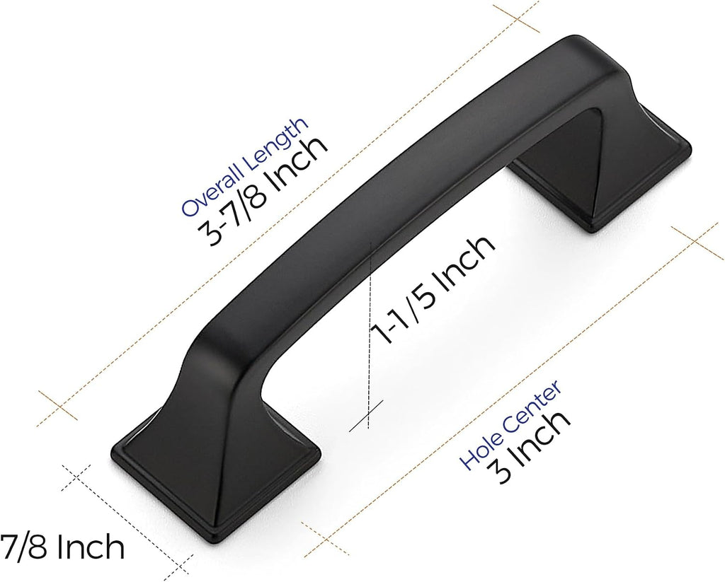 Ravinte Matte Black Square Foot Arch Cabinet Pulls 3 Inch 30 Pack