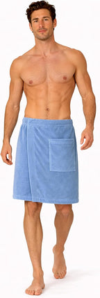 Turkish Cotton Terry Velour Adjustable Body Wrap Towel for Men (White, One Size)