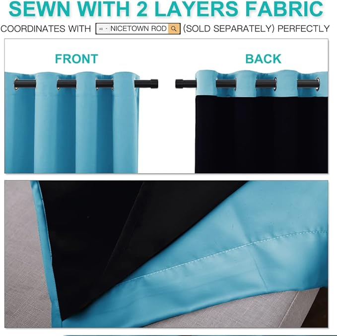 NICETOWN Insulated 100% Blackout Curtains, Noise Reducing Performance Drapes - Image 4