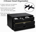 Document Organizer, 3-Drawer File Cabinet Document Storage Box, Office Desktop Filing Organizer, Black