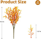 CLEANGOR 24 Pcs Artificial Fall Lavender Flowers for Outdoors (Orange)