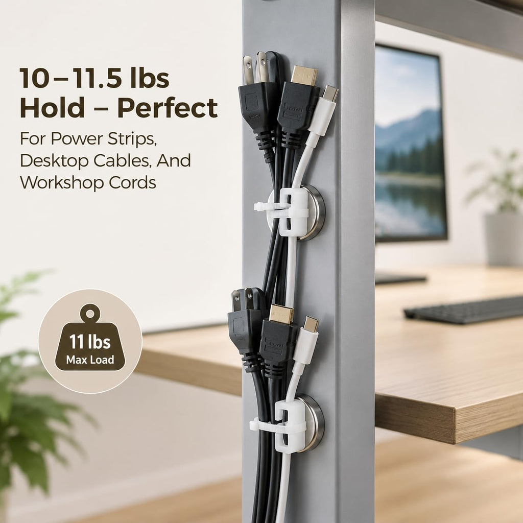 Magnetic Cable Zip Tie Mounts Kit, 50 Pcs Holders with 200 Pcs Cable Ties, Heavy-Duty Magnetic Wire Management for Desk, Office, Home, Automotive, Marine, Multipurpose Cable Clips Organizers, Silver