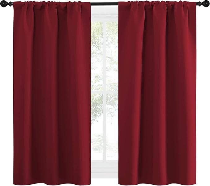 NICETOWN Christmas Burgundy Red Curtains Blackout Drape Panels - Image 2
