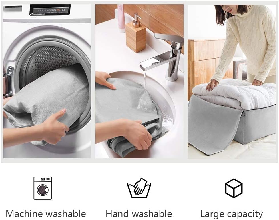 2 Pack Cotton Storage Bags for Duvets, Blankets, Soft Blanket Organizer Bag