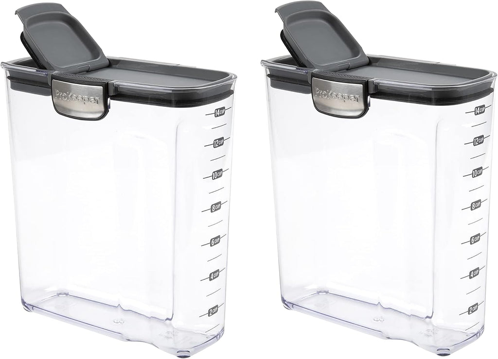 Progressive International ProKeeper+ Clear Plastic Airtight Food Baker's Kitchen Storage Organization Container Canister Set with Magnetic Accessories, 2- Piece Set (Pasta 2.4-Quart)