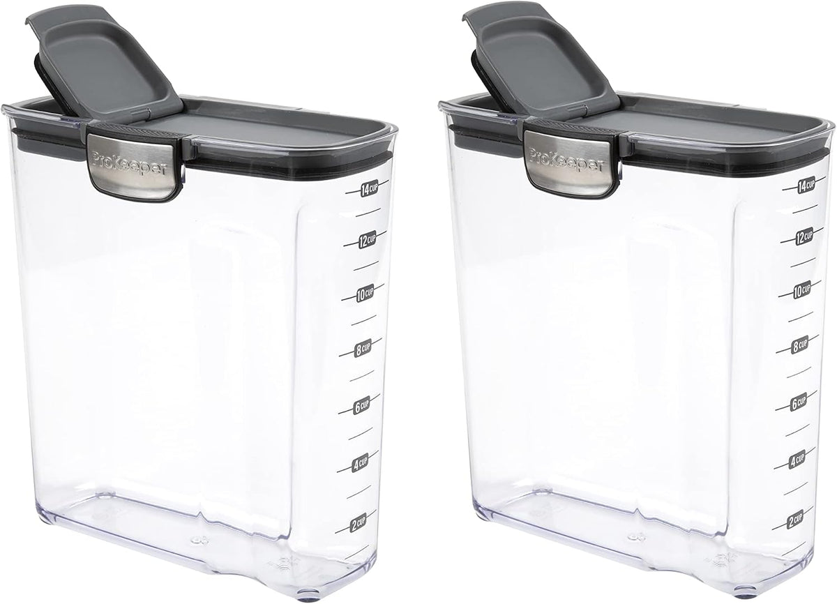 Progressive International ProKeeper+ Clear Plastic Airtight Food Baker's Kitchen Storage Organization Container Canister Set with Magnetic Accessories, 2- Piece Set (Pasta 2.4-Quart)