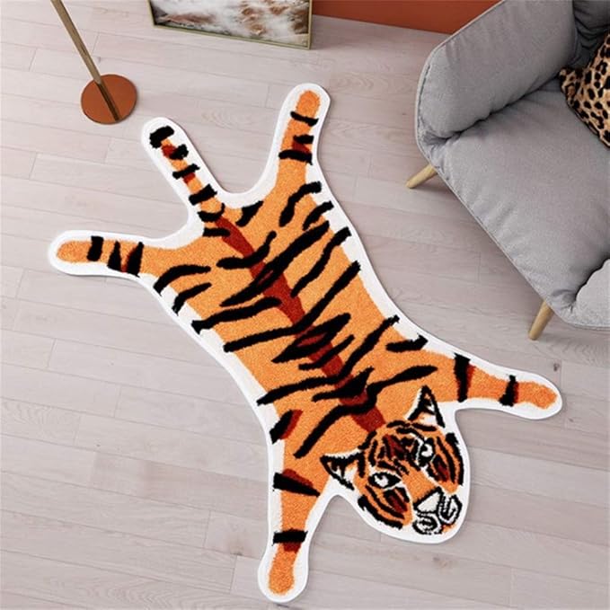 Tiger Print Rug Animal Printed Small Area Rugs Faux Cowhide Skin Leather - Image 5