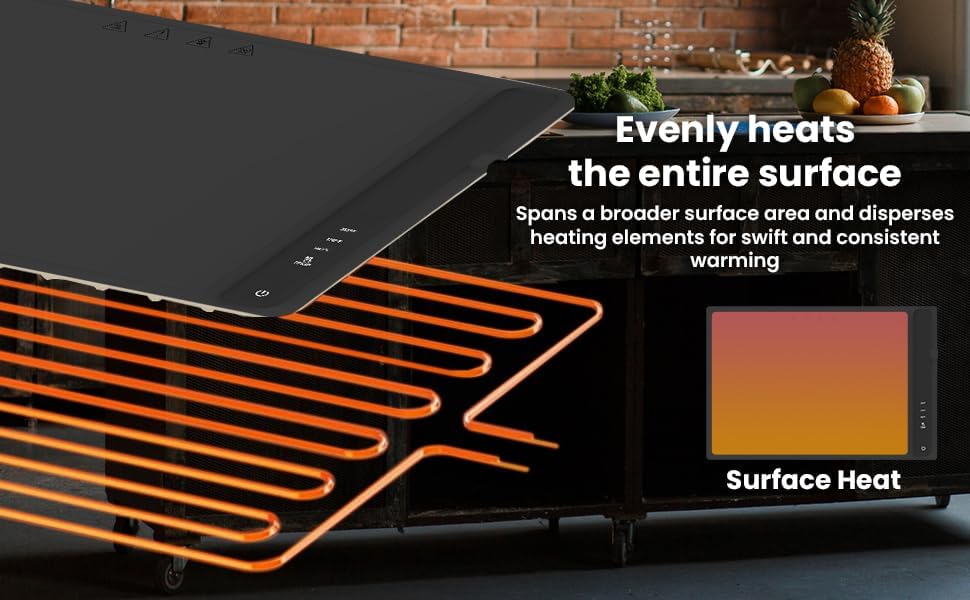 Electric Warming Tray, Full Surface Heating, Portable Food Warmer Rolling Silicone Mat, Food Warmer for Parties FeaturesFoldable Design & Fast Heating, Warming Plate for Buffet (Black)