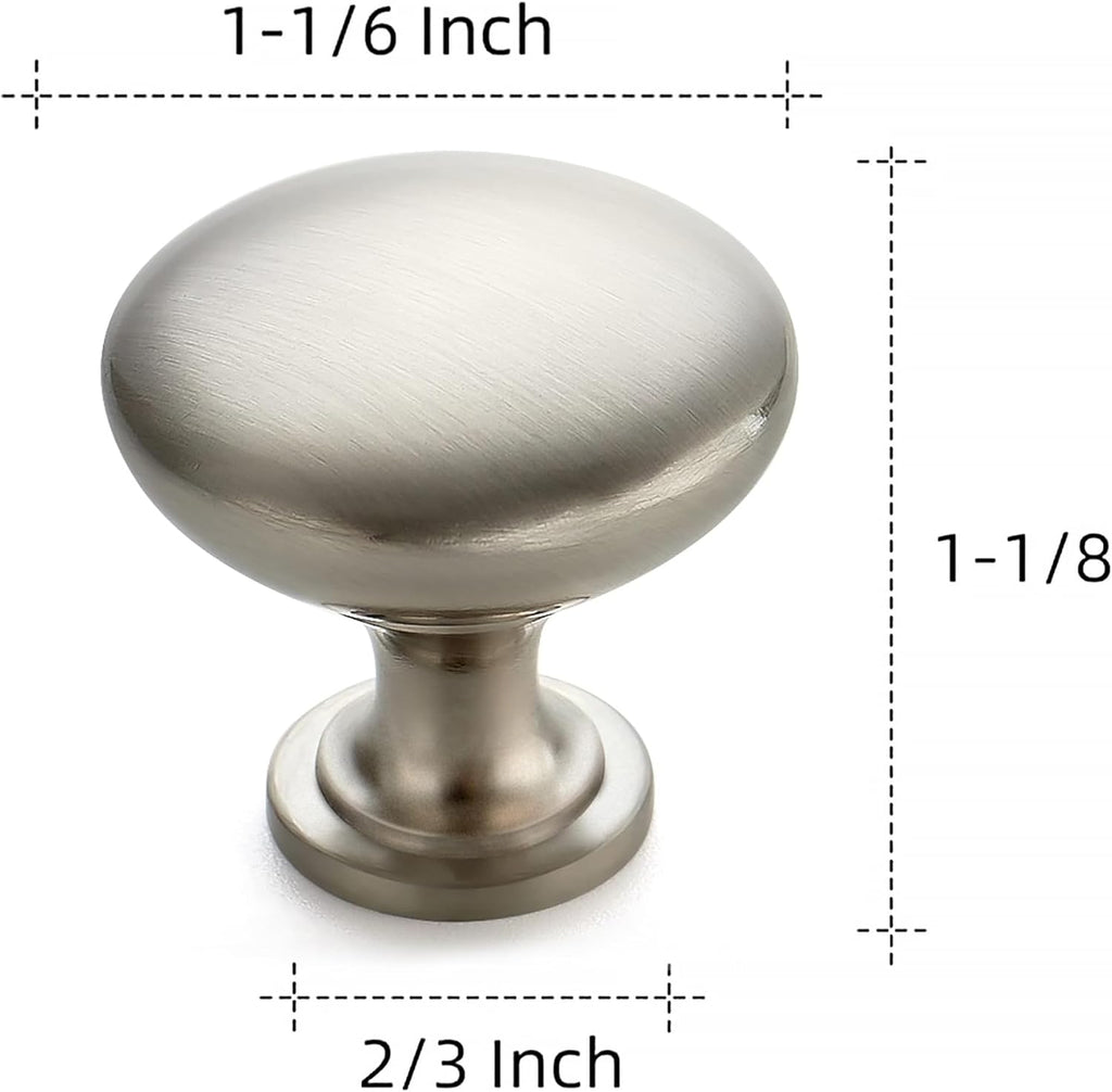 Ravinte Brushed Nickel Round Zinc Cabinet Knobs,1-1/6 Inch,30 Pack