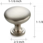 Ravinte Brushed Nickel Round Zinc Cabinet Knobs,1-1/6 Inch,30 Pack