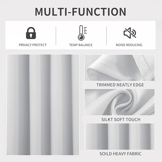 Joydeco White Curtains 95 Inches Long 2 Panels Set, Thermal Insulated Long - Image 3