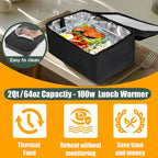 Portable Oven 100W Food Warmer, 12V/24V/110V Electric Lunch Box Food Heater for Adults, 3-in-1 Personal Microwave Oven/Heated Lunch Box for Car/Truck/Home/Office/Travel/Hotel/Outdoor Use