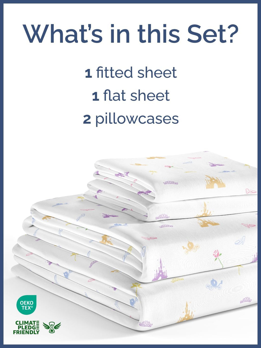 Kids Full Size Princess Bed Sheets - 4 Piece Kids Princess Sheet Set