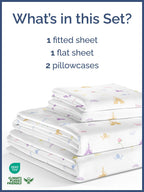 Kids Full Size Princess Bed Sheets - 4 Piece Kids Princess Sheet Set