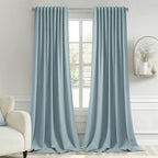 MIULEE Slate Blue Back Tab Blackout Curtains 120 Inch Long 2 Panels Set by MIULEE