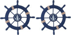 Rienar Nautical Beach Wooden Boat Ship Steering Wheel Fishing Net Shell Fish Coastal Ocean Home Wall Décor(11" Diameter)